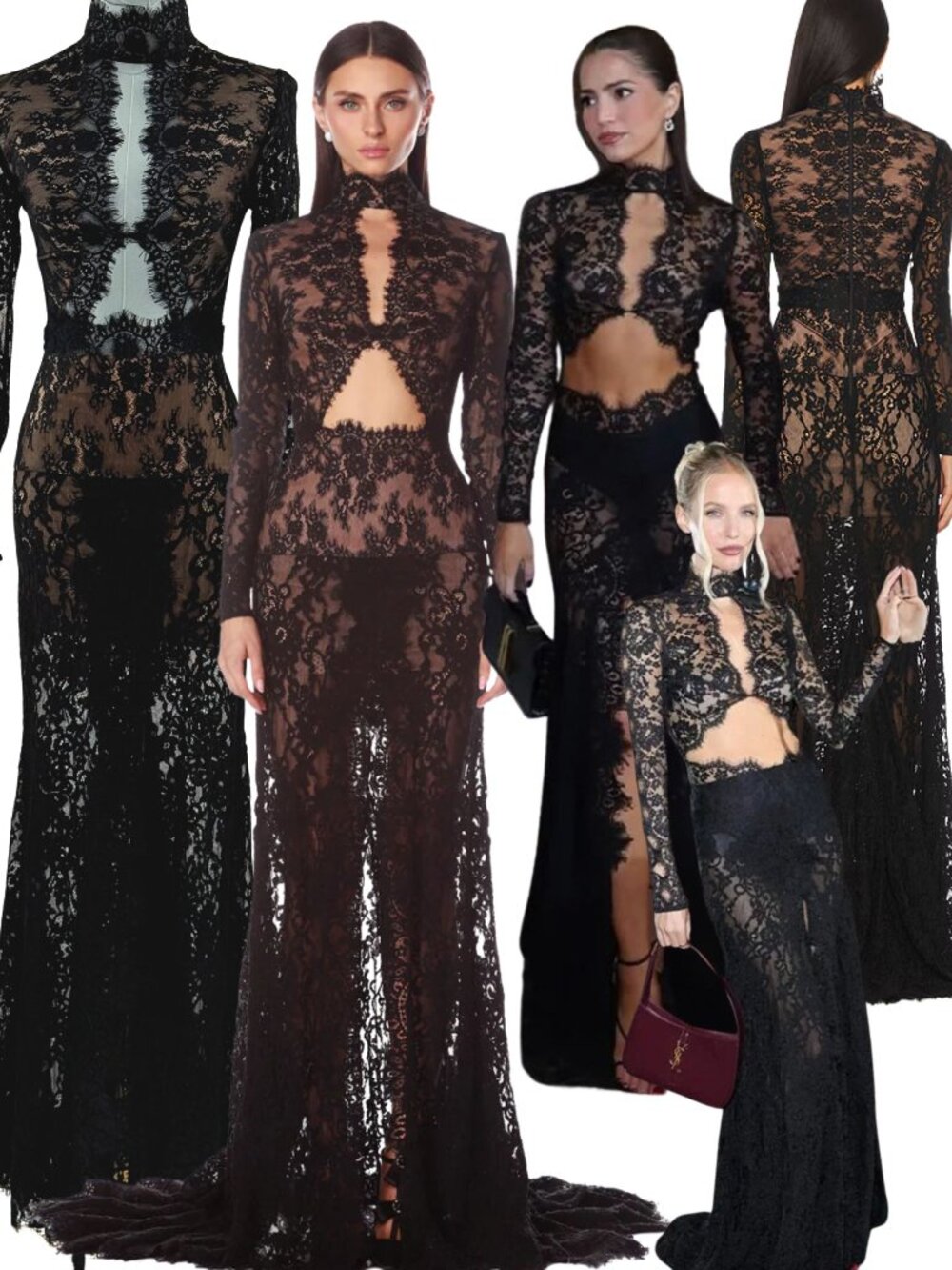 🆕 BRONX & BANCO 🧿 NWOT Eleanor Black Lace Cut Out Gown, Sz XS US 2